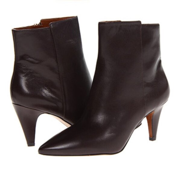 Nine West Shoes - Nine West Junia Chocolate Brown Leather Ankle Boots SZ 9.5